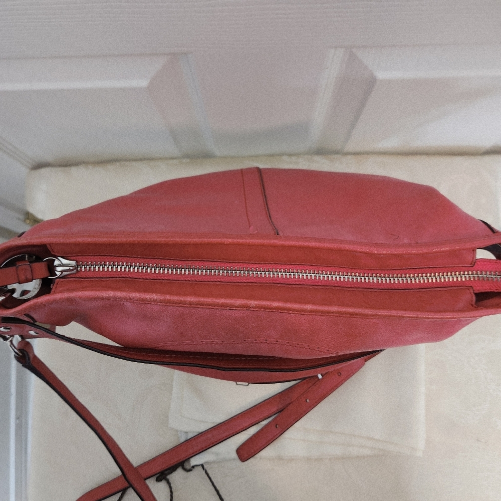 Coach Hampton Coral Pink Leather Shoulder Crossbody Bag Purse 19393 - Picture 10 of 16